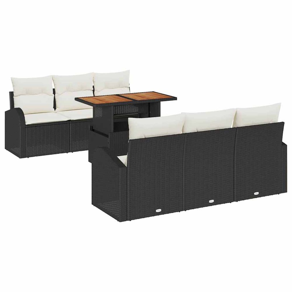 Ensemble de canapé de jardin 7 pc noir poly rotin