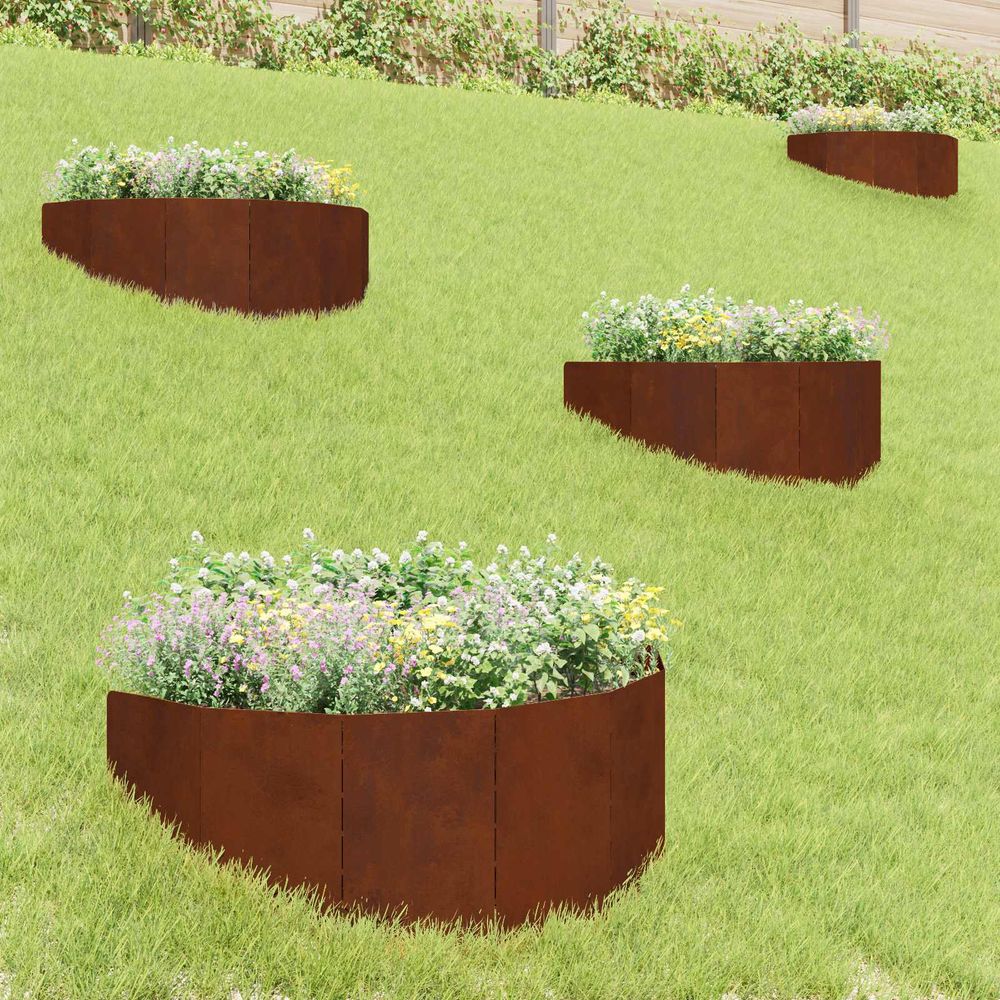 Bordure de jardin en acier aménagement espaces extérieurs 100x45cm 4 pcs rouillé