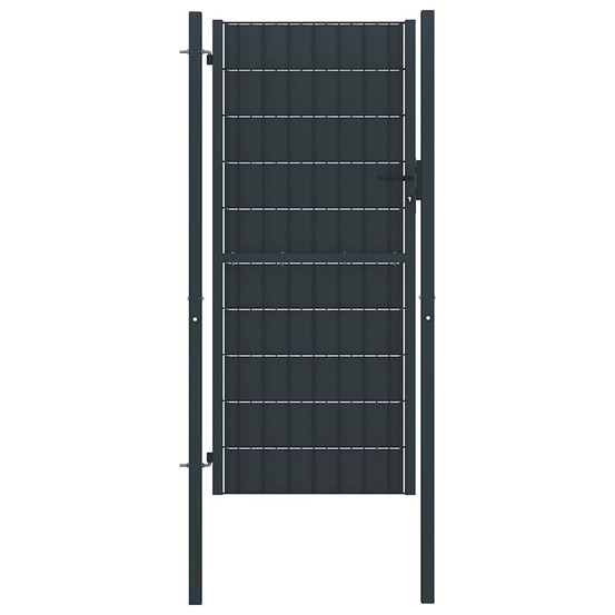 Portail de clôture en pvc et acier 100 x 124 cm anthracite