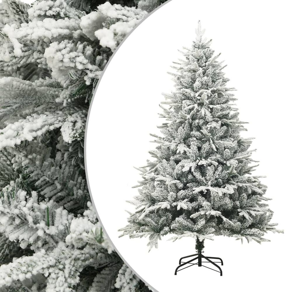 Sapin de noël artificiel à flocons de neige vert 150 cm pvc/pe