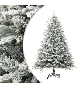 Sapin de noël artificiel à flocons de neige vert 150 cm pvc/pe