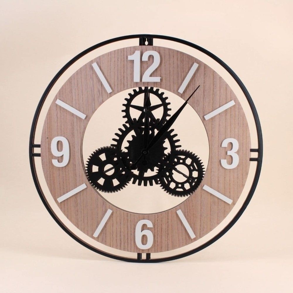 Horloge murale ronde en métal noir 57cm