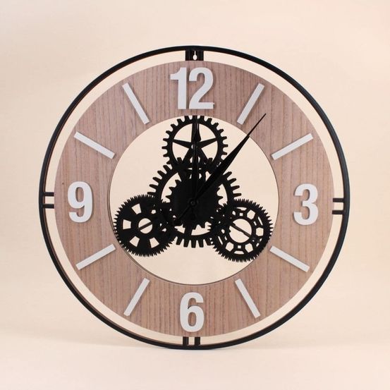 Horloge murale ronde en métal noir 57cm