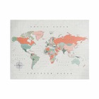 Carte du monde en liège - woody map aquarelle terre cuite / 90 x 60 cm / non encadré