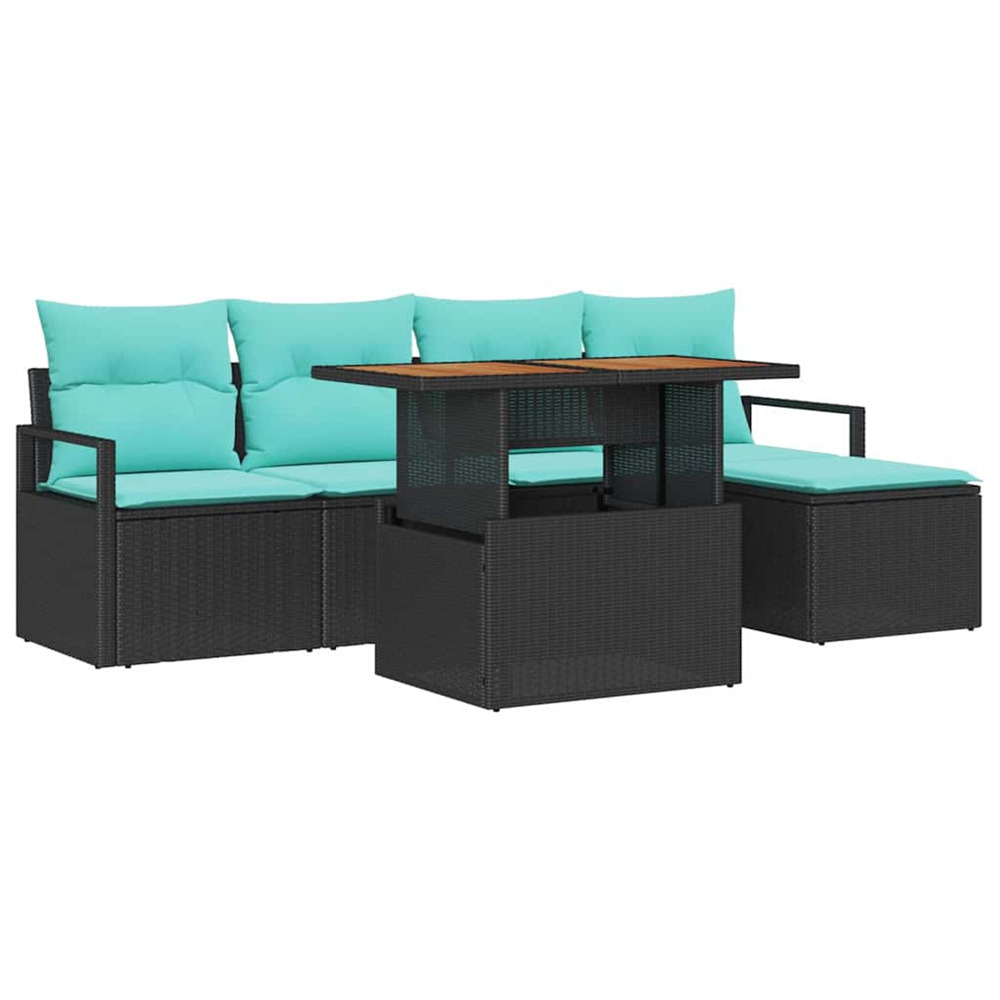 Ensemble de salle à manger pour jardin 6 pcs noir et sarcelle