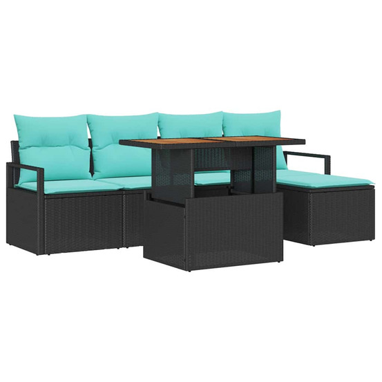 Ensemble de salle à manger pour jardin 6 pcs noir et sarcelle