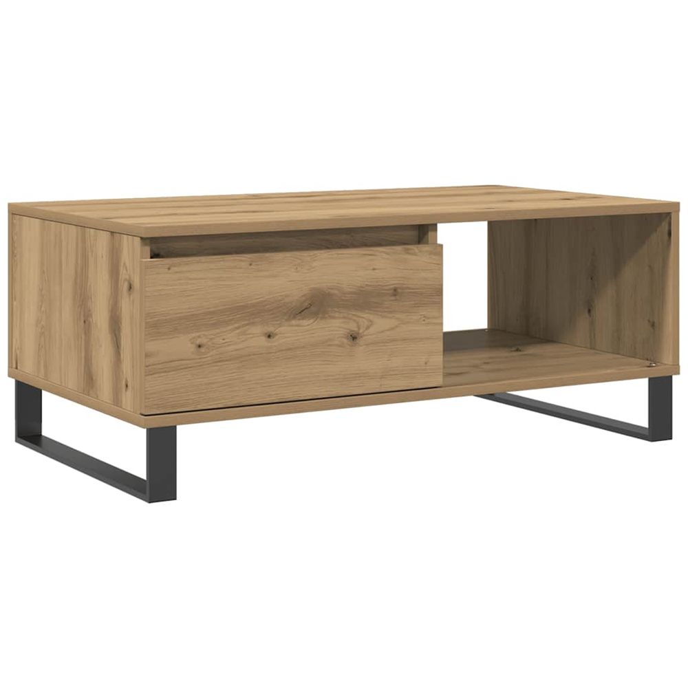 Table basse chêne artisanal 90x50x36,5 cm bois d'ingénierie