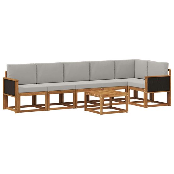 Ensemble de canapés d'extérieur 7 pc naturel et gris clair