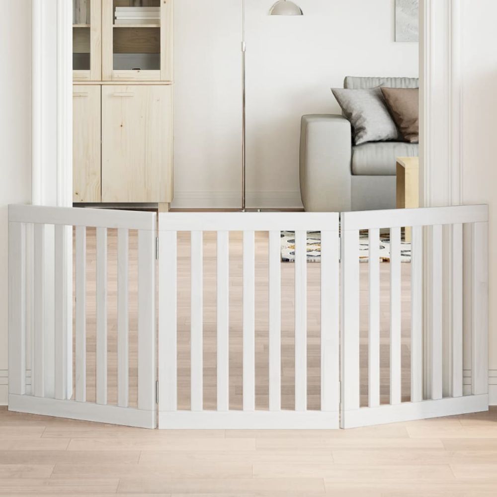 Barrière sécurité chien bois pliable intérieur 150cm blanc