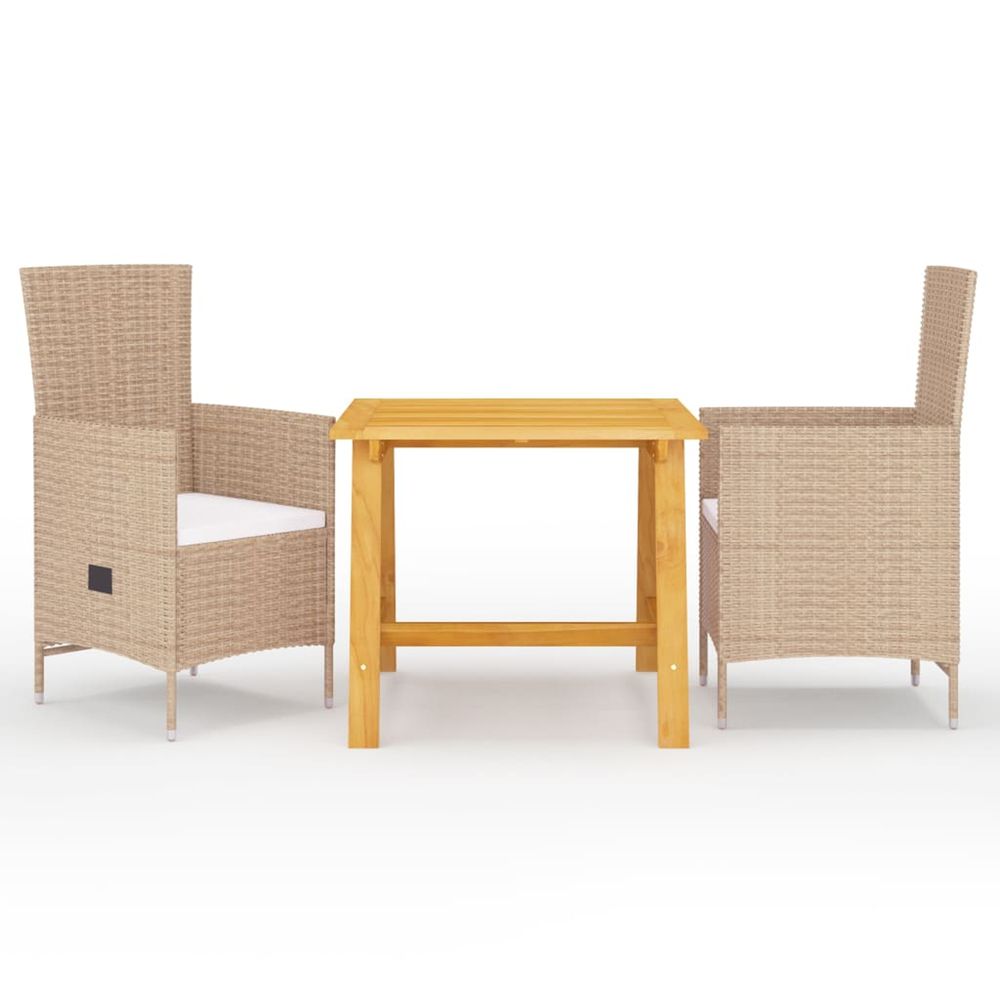 Ensemble à manger de jardin 3 pcs beige