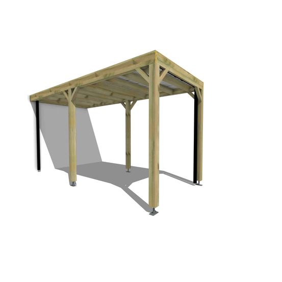 Carport bois adossé 11 m² • 2 x 5 m • hauteur de passage 2,37 m • sens largeur • livraison comprise