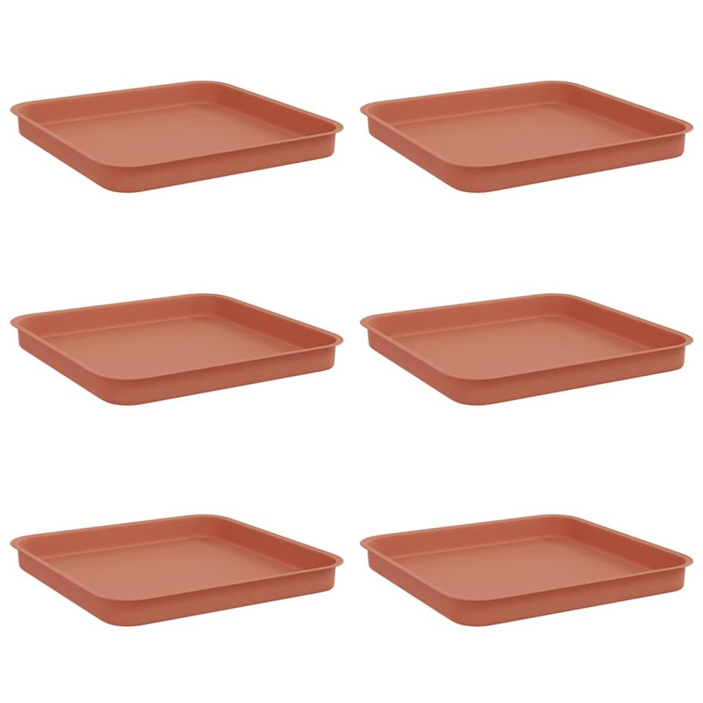 Plateau carré à fleurs 6 pc rouge brique 25,5 x 25,5 x 2,5 cm