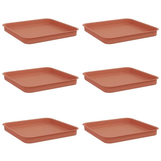 Plateau carré à fleurs 6 pc rouge brique 25,5 x 25,5 x 2,5 cm