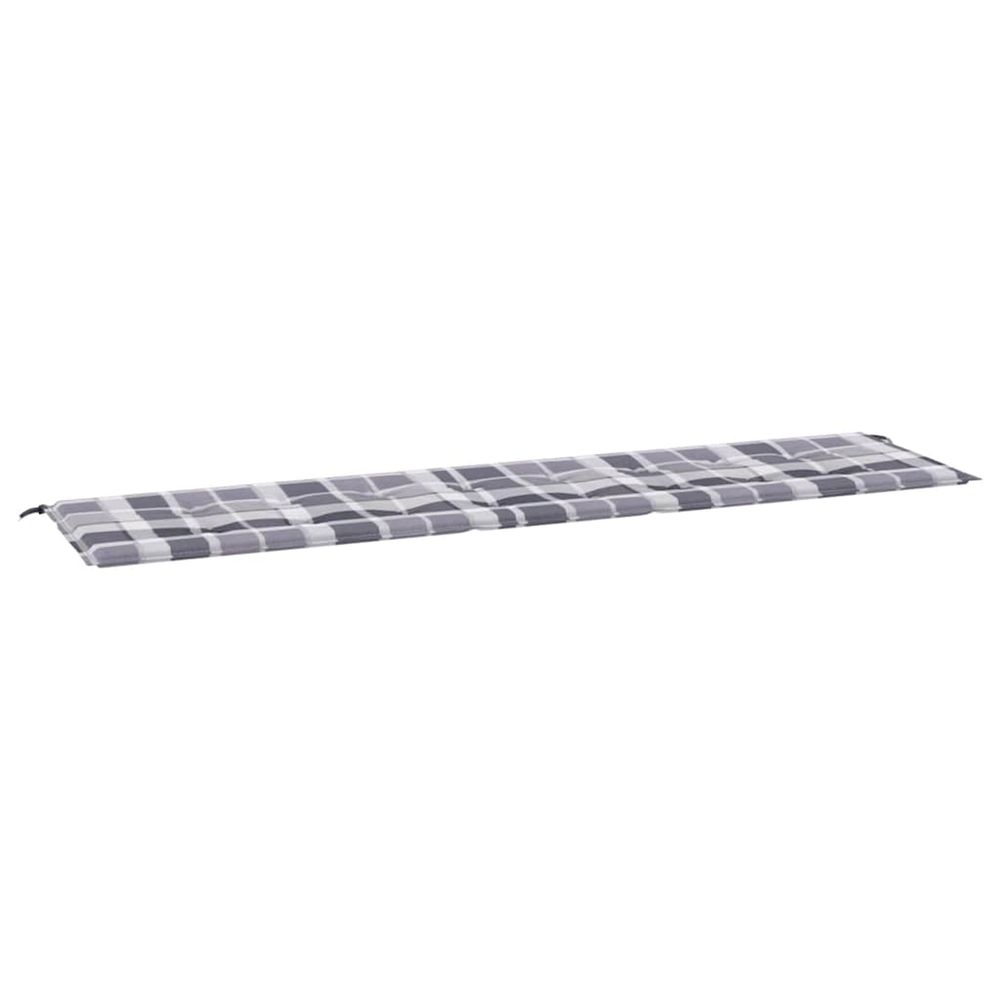 Coussin de banc de jardin motif à carreaux gris 200x50x3 cm