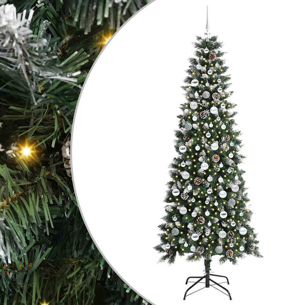 Sapin de noël artificiel vert 210 cm pvc, plastique et acier