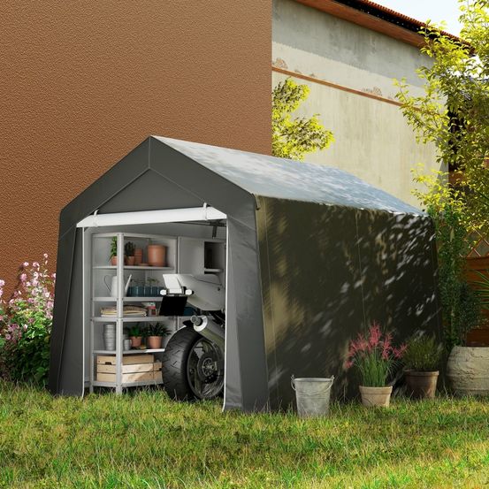 Abri de stockage acier galvanisé jardin protection intempéries 3x3m gris foncé - comfortxl outdoor living