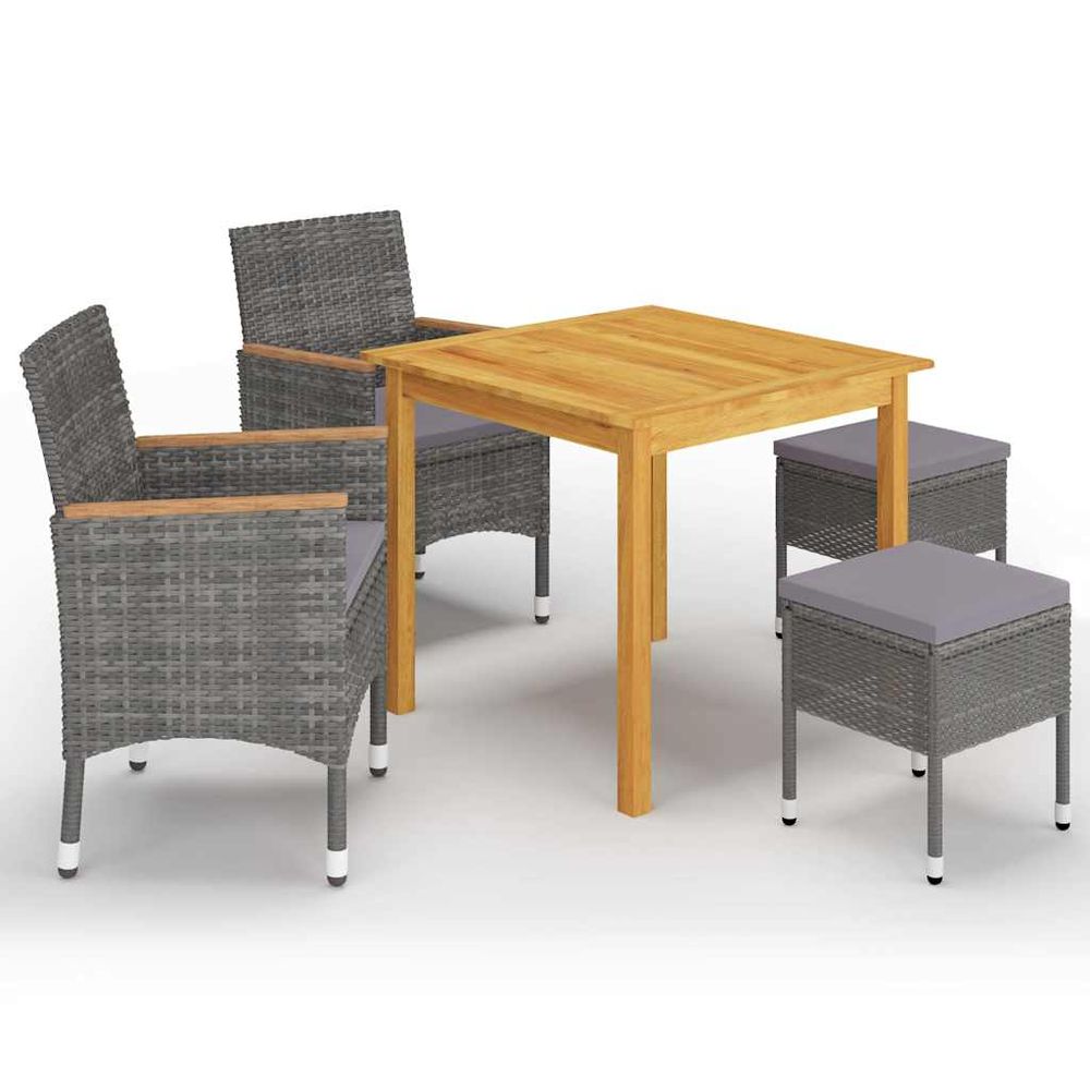 Ensemble à manger de jardin 5 pcs gris