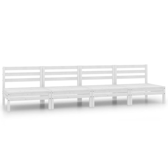 Salon de jardin 4 pcs blanc bois de pin massif