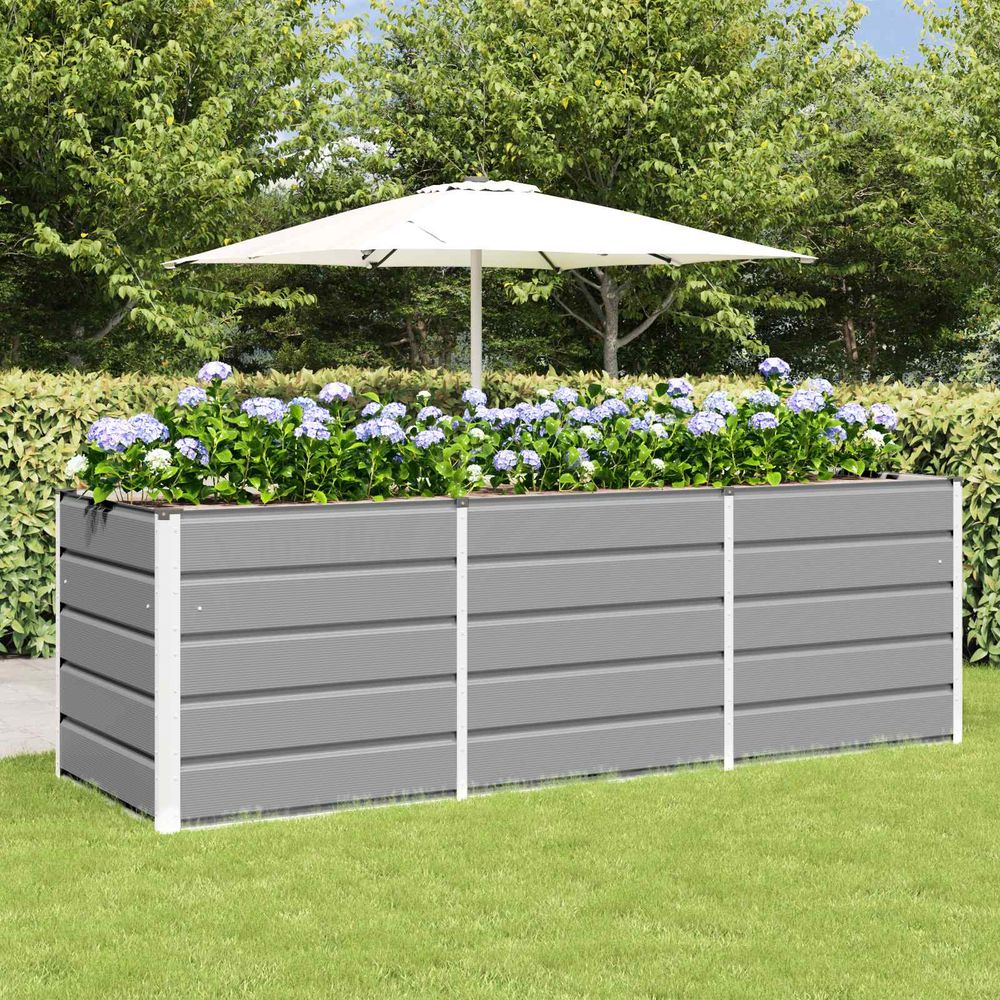 Potager surélevé géant en acier 240x80x75 cm gris clair