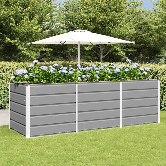 Potager surélevé géant en acier 240x80x75 cm gris clair