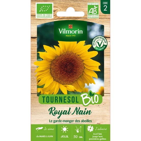 Sachet de graines tournesol royal nain bio