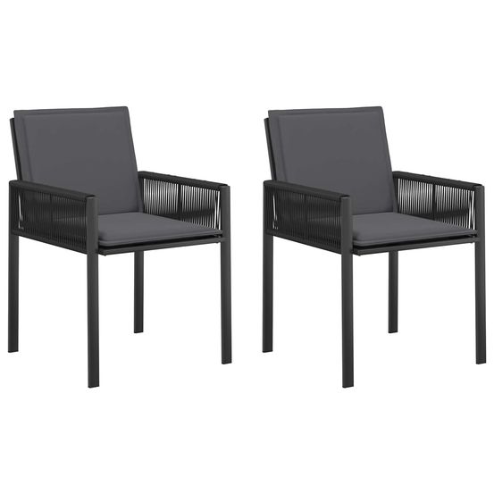 Chaises de jardin 2 pc noir et gris foncé polyrotin