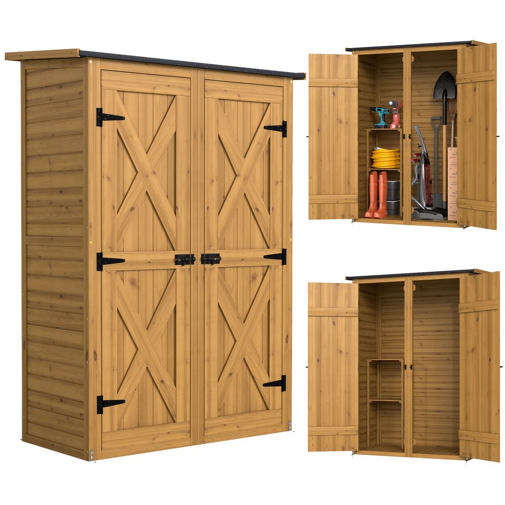 Cabane de jardin bois sapin rangement extérieur toit incliné 115x53x156cm marron - comfortxl outdoor living