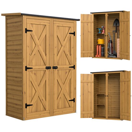 Cabane de jardin bois sapin rangement extérieur toit incliné 115x53x156cm marron - comfortxl outdoor living