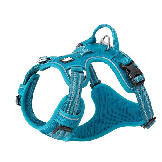 Harnais chien country plus + dressage anti traction & promenade - réfléchissant - M : 53 - 66 cm - Bleu