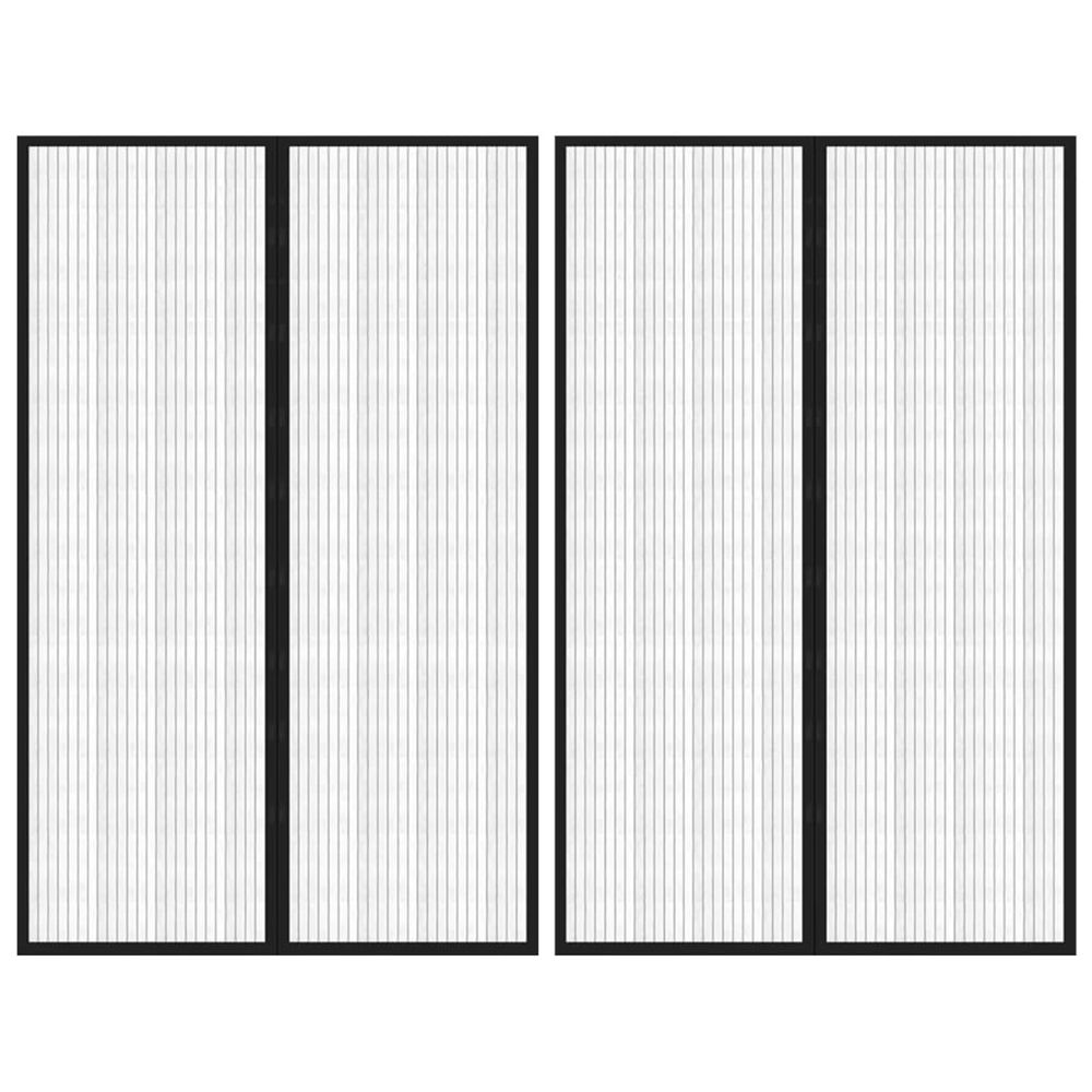 Rideaux de porte anti-insectes 2 pcs et aimants noir 220x130 cm