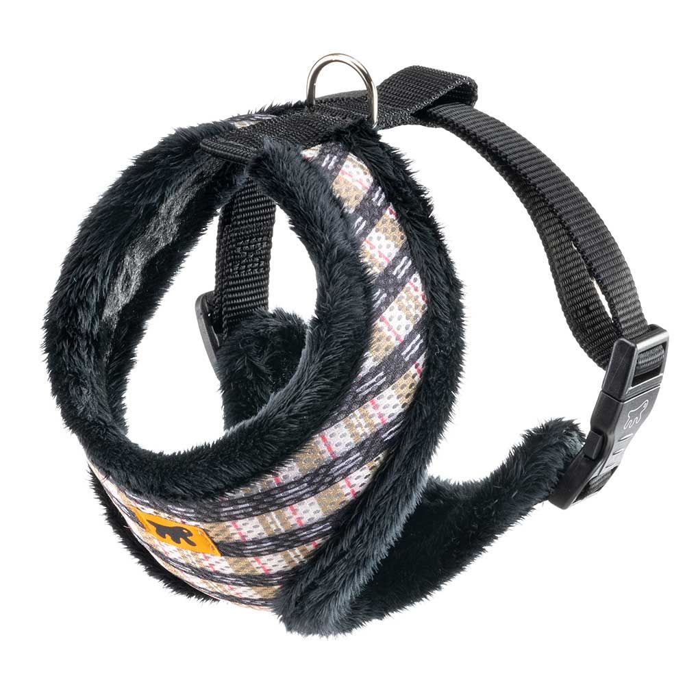 Nikita fur m harnais pour chien, respirant, fourrure ecologique douce, sangle réglable, tartan