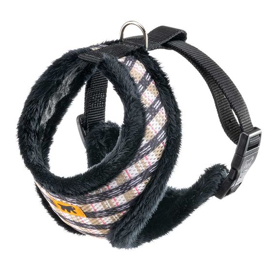 Nikita fur m harnais pour chien, respirant, fourrure ecologique douce, sangle réglable, tartan