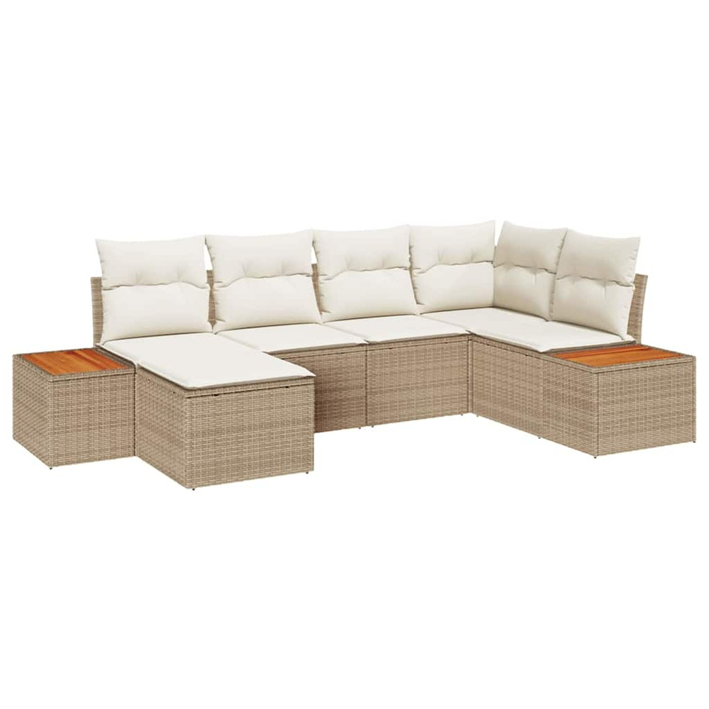 Ensemble de canapé de jardin 6 pcs beige et crème poly rattan