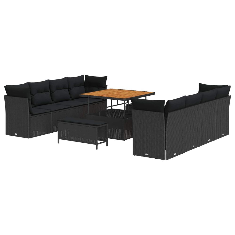Ensemble de canapé de jardin 11 pc noir polyrotin