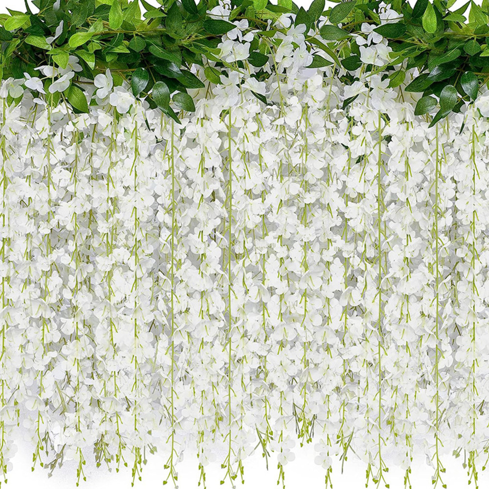 Bande de wisteria artificielle pour décoration de mariage blanc 2 pièces dtopbuyage