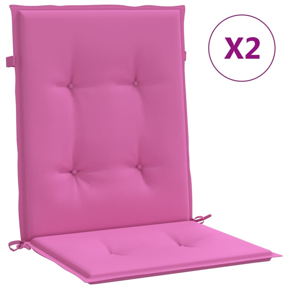 Coussins de chaise à dossier bas lot de 2 rose tissu
