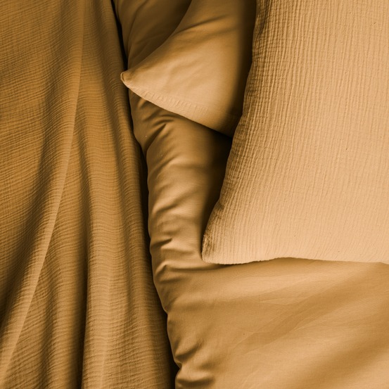 Parure de lit gaze de coton 2 places miel alix