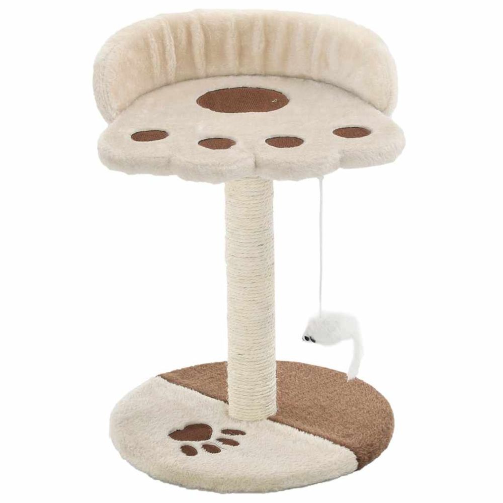 Arbre à chat avec griffoir en sisal 40 cm beige et marron