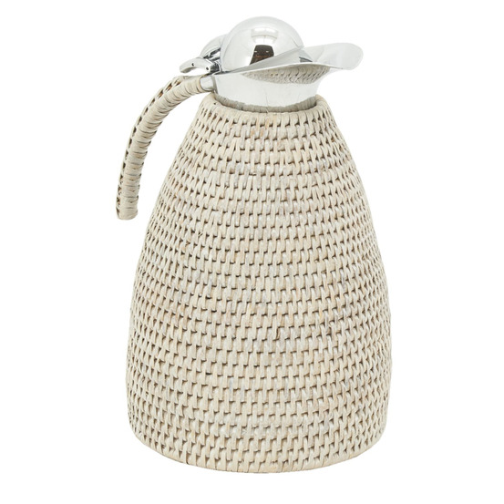 Thermos en acier inoxydable et rotin