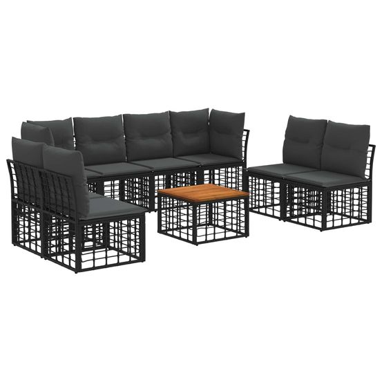 Ensemble de canapés d'extérieur 9 pc noir et gris foncé