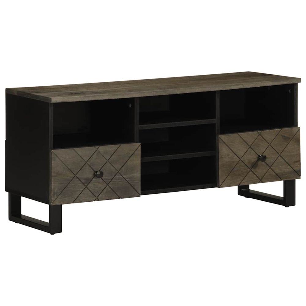 Meuble tv noir 100x33x46 cm bois massif de manguier