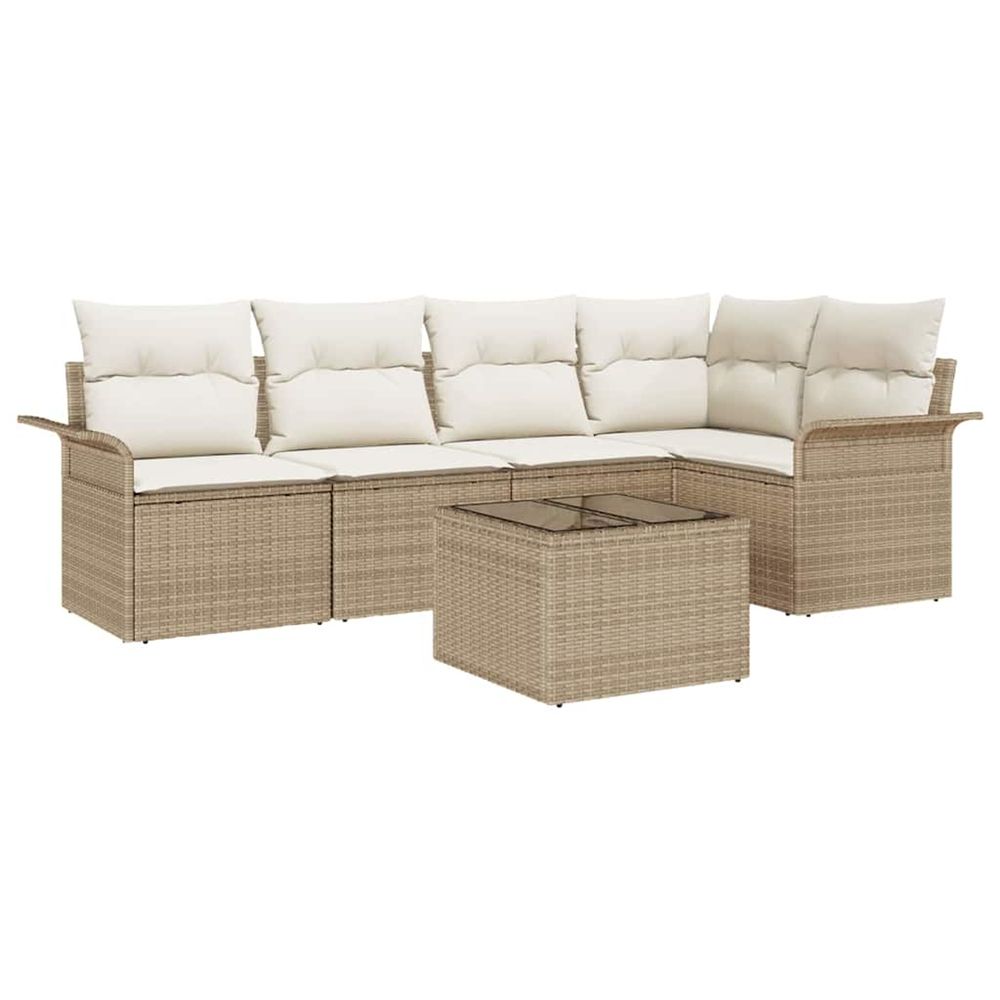 Ensemble de canapé de jardin 6 pièces beige polyrotin
