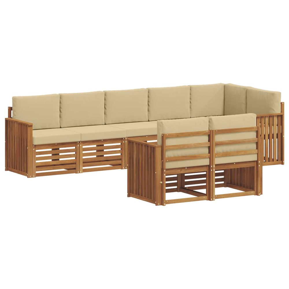 Ensemble de canapés d'extérieur 8 pc naturel et beige polyester