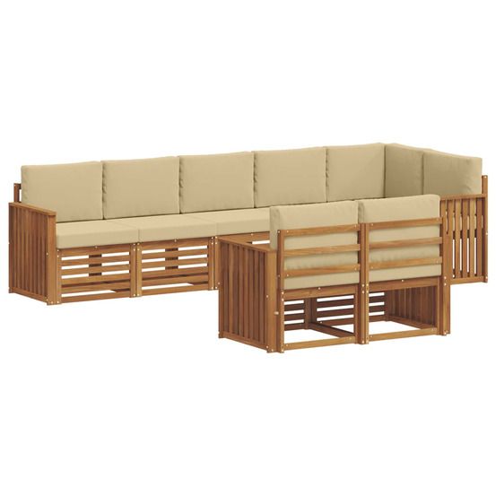 Ensemble de canapés d'extérieur 8 pc naturel et beige polyester