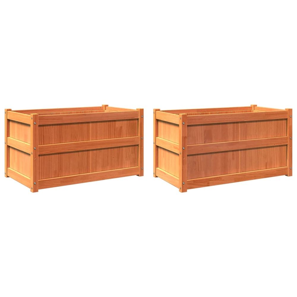 Jardinières 2 pcs cire marron bois de pin massif
