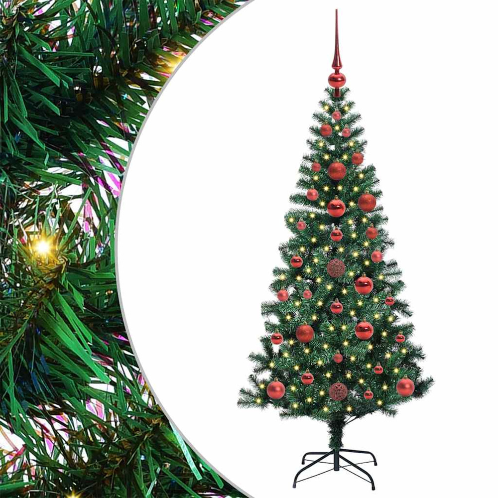 Sapin de noël artificiel pré-éclairé vert 120 cm pvc et métal