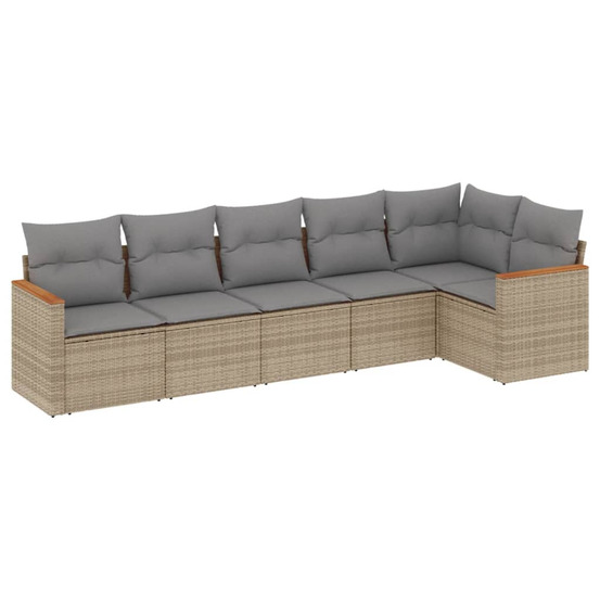 Salon de jardin avec coussins 6 pcs beige résine tressée