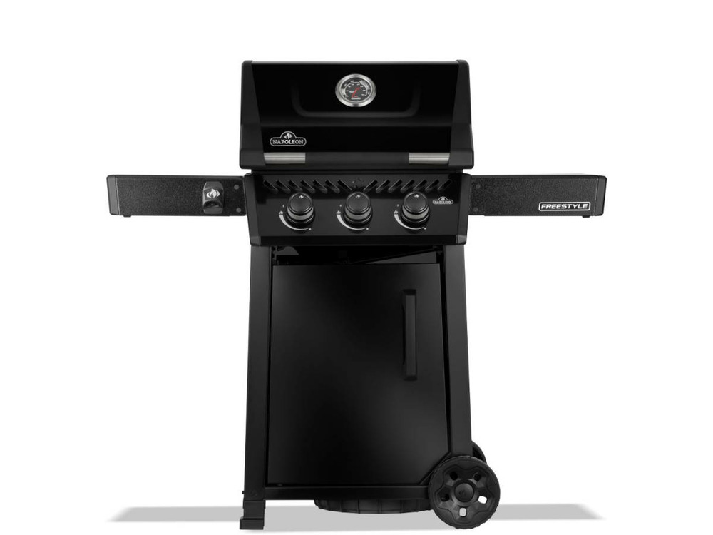 Barbecue gaz freestyle 365 noir 3 brûleurs avec porte et brûleurs inox