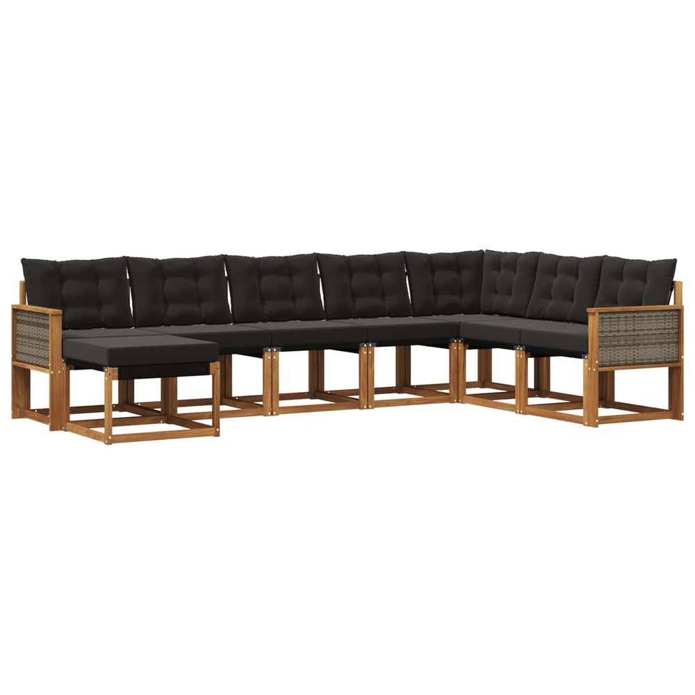 Ensemble de canapés d'extérieur 8 pc naturel et noir