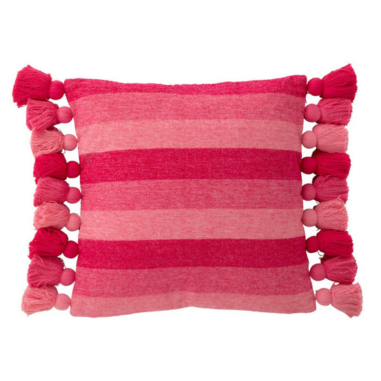 Coussin déco avec pompons